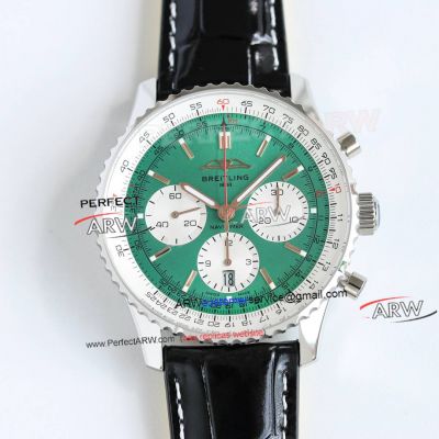 F1 Factory Clone Breitling Navitimer B01 Chronograph 43 Green White Dial Watch